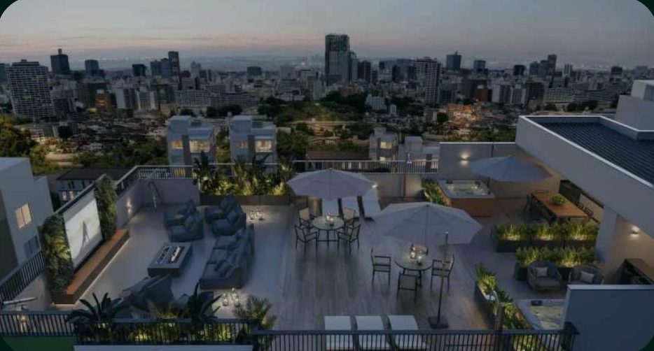 Rooftop de empreendimento com vista da cidade